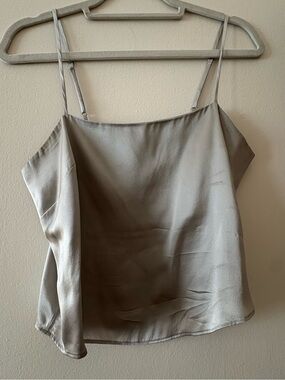 Fleur du Mal Silver-Gray Satin Slip Cami